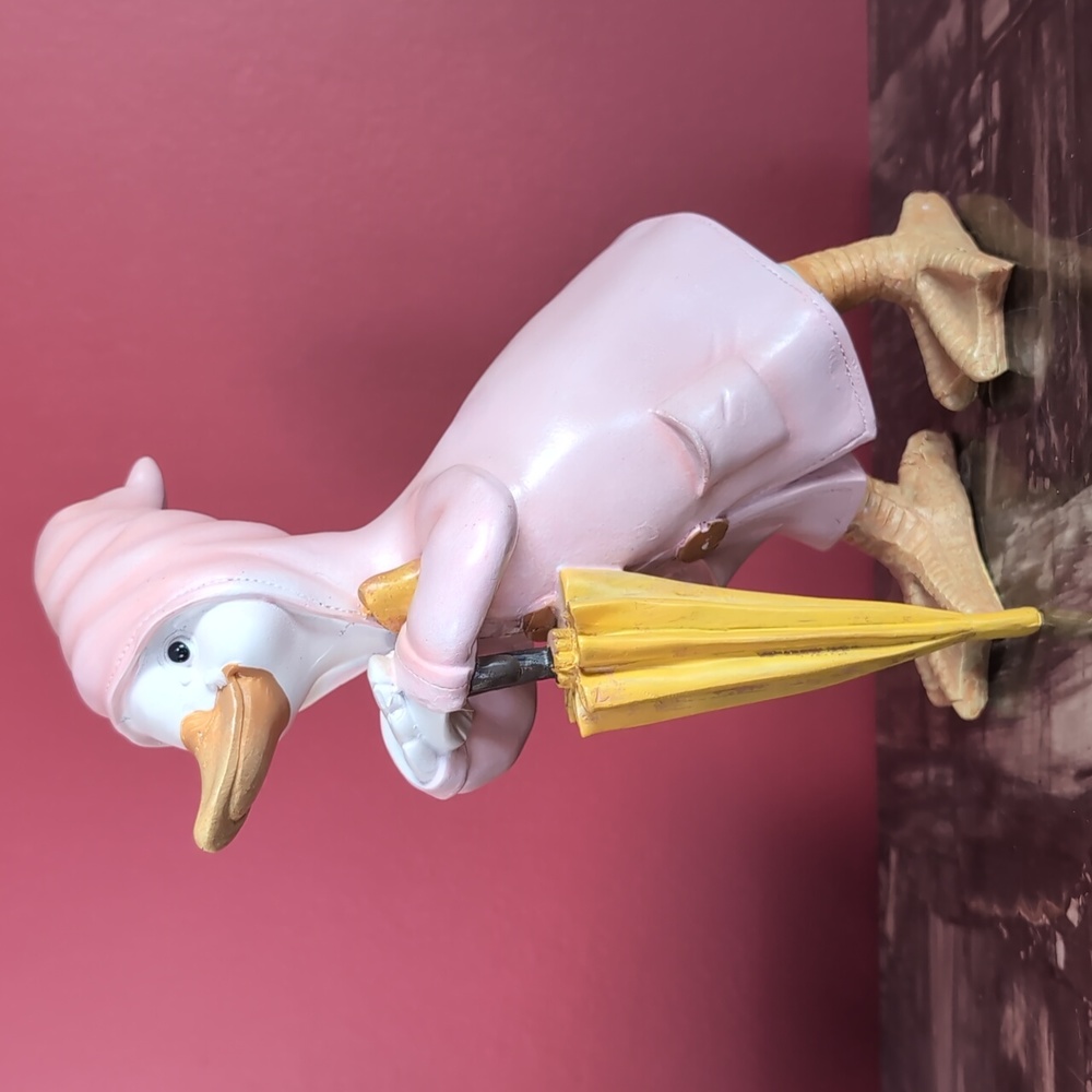 ❌SOLD❌Spring Duck Figurine With Raincoat and Umbrella ☔ - Picture 1 of 4